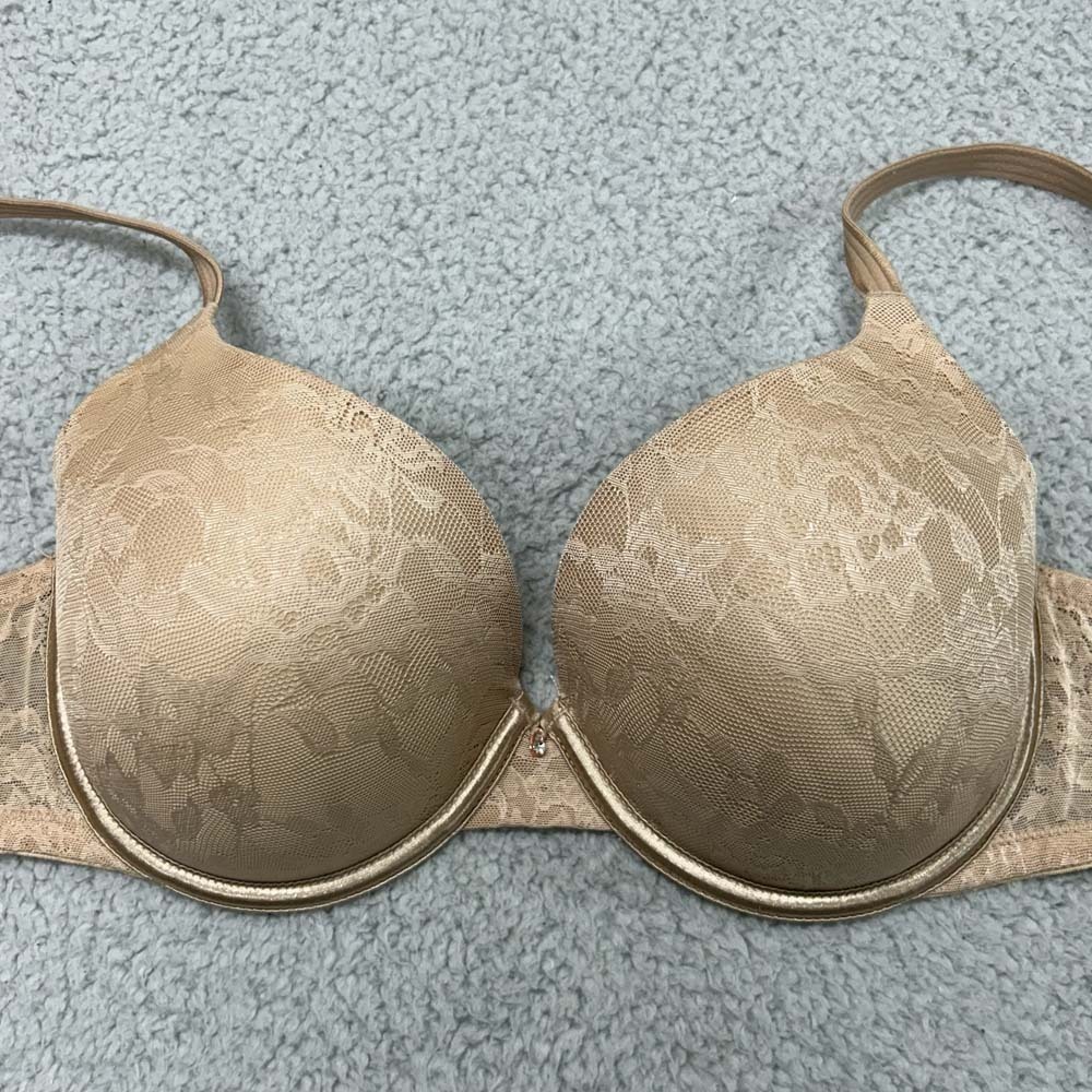 Le Mystere Bra 34DD T-Shirt Bra Floral Lace Goldish